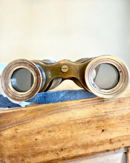 Fernglas mit Ledertasche Victorian's Eye, 11 cm Messing, Handverziert, Personalisierung mit Gravur als Geschenk