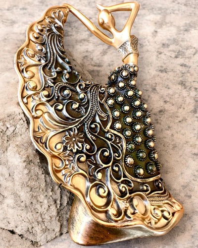Elegant Sculpture "Golden Glow Dancer", 29 cm in height, with engraving option for a gift
