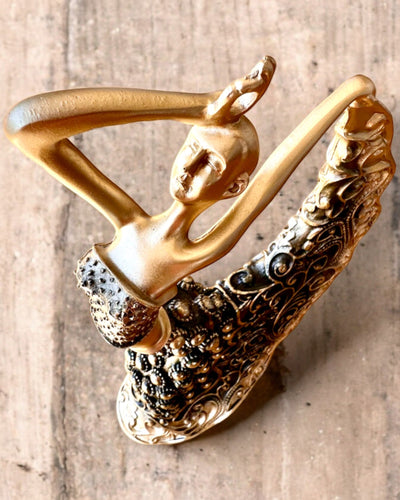 Elegant Sculpture "Golden Glow Dancer", 29 cm in height, with engraving option for a gift