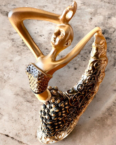 Elegant Sculpture "Golden Glow Dancer", 29 cm in height, with engraving option for a gift