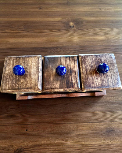 Royal Trio Set – Tea, Coffee, Sugar made of Shisham wood, handmade, with engraving option for a gift