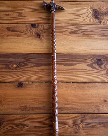 Canne de marche - WIKING avec tête en forme de marteau de guerre, possibilité de personnalisation par gravure pour cadeau