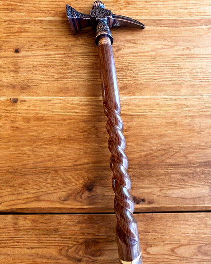 Canne de marche - WIKING avec tête en forme de marteau de guerre, possibilité de personnalisation par gravure pour cadeau