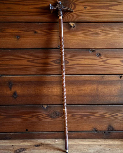 Canne de marche - WIKING avec tête en forme de marteau de guerre, possibilité de personnalisation par gravure pour cadeau