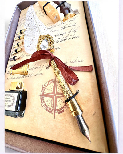 Kaligrafieset "Elegantie in de Praktijk" met Graveeroptie, als cadeau. 2 kleuropties om uit te kiezen.