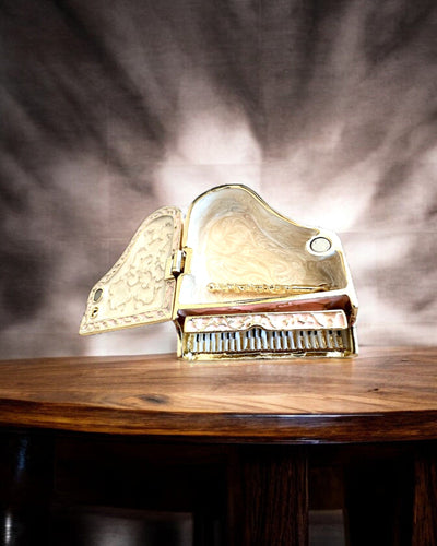 Élégante boîte à bijoux "Mini Piano - roses classiques" - avec option de gravure pour cadeau