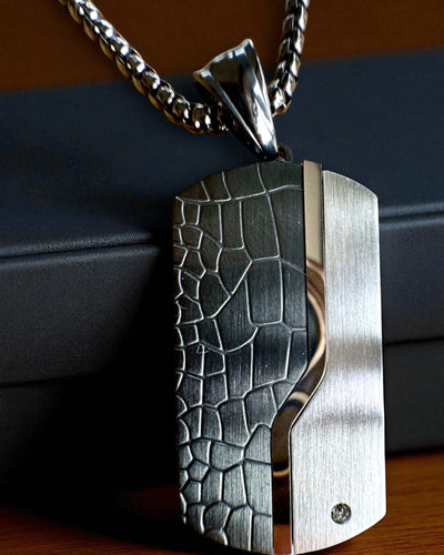 Herenketting Dog Tag „SteelVision” – roestvrij staal, 15 varianten, personalisatie met gravure