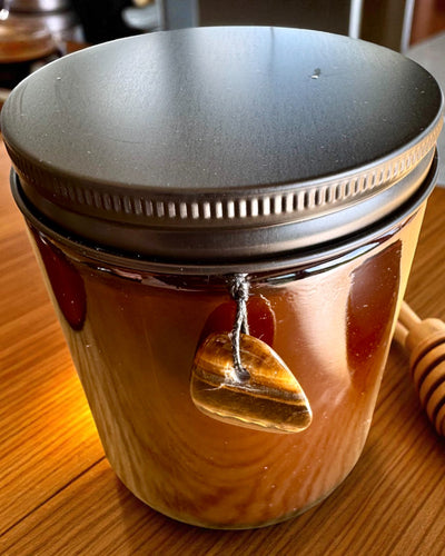 Intentiekaars Tijgerkracht – Zelfvertrouwen en welvaart, 250 ml, mogelijkheid tot personalisatie van de deksel als cadeau