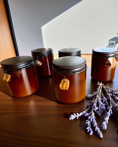 Intentiekaars Tijgerkracht – Zelfvertrouwen en welvaart, 250 ml, mogelijkheid tot personalisatie van de deksel als cadeau