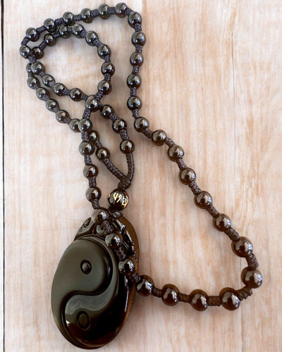 Obsidian Yin Yang Amulet met Gravure - Harmonie en Bescherming, personalisatie met gravure als cadeau