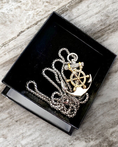 Amulet Morski Anker van de Kapitein, ketting met graveeroptie als cadeau