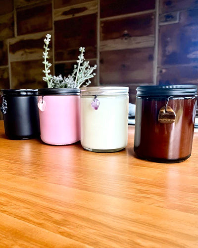 Intentionale Sojakerze Amethyst – Ruhe, Harmonie und Reinigung, 250 ml, Personalisierung als Geschenk möglich