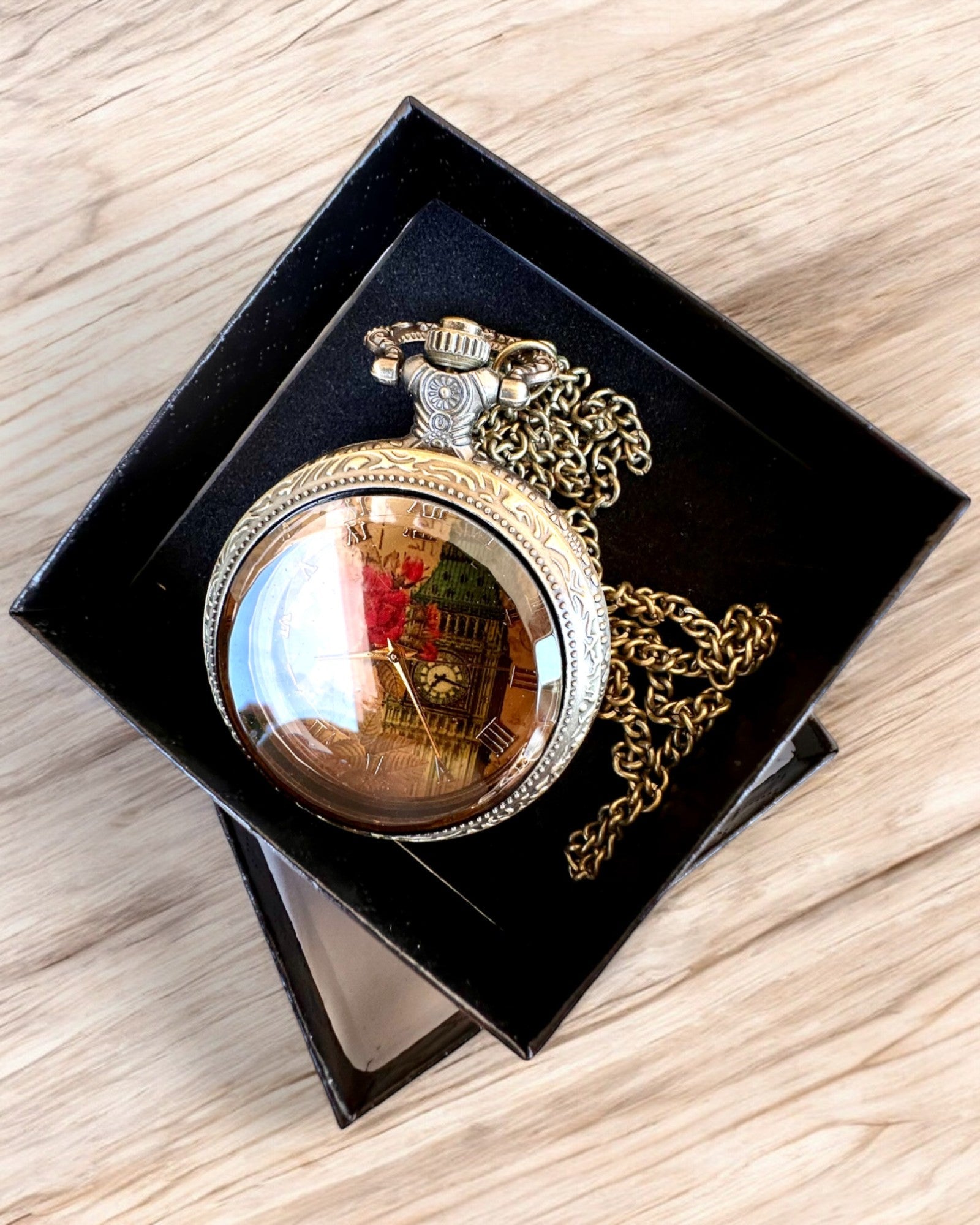 Montre de poche "Vintage Charm" personnalisation avec gravure pour cadeau