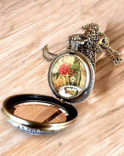 Montre de poche "Vintage Charm" personnalisation avec gravure pour cadeau