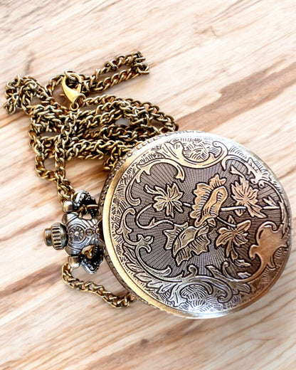 Montre de poche "Vintage Charm" personnalisation avec gravure pour cadeau