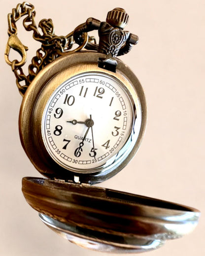 Zakhorloge Unicorn Elegance met ketting, eenhoornmotief, gratis graveren op bestelling