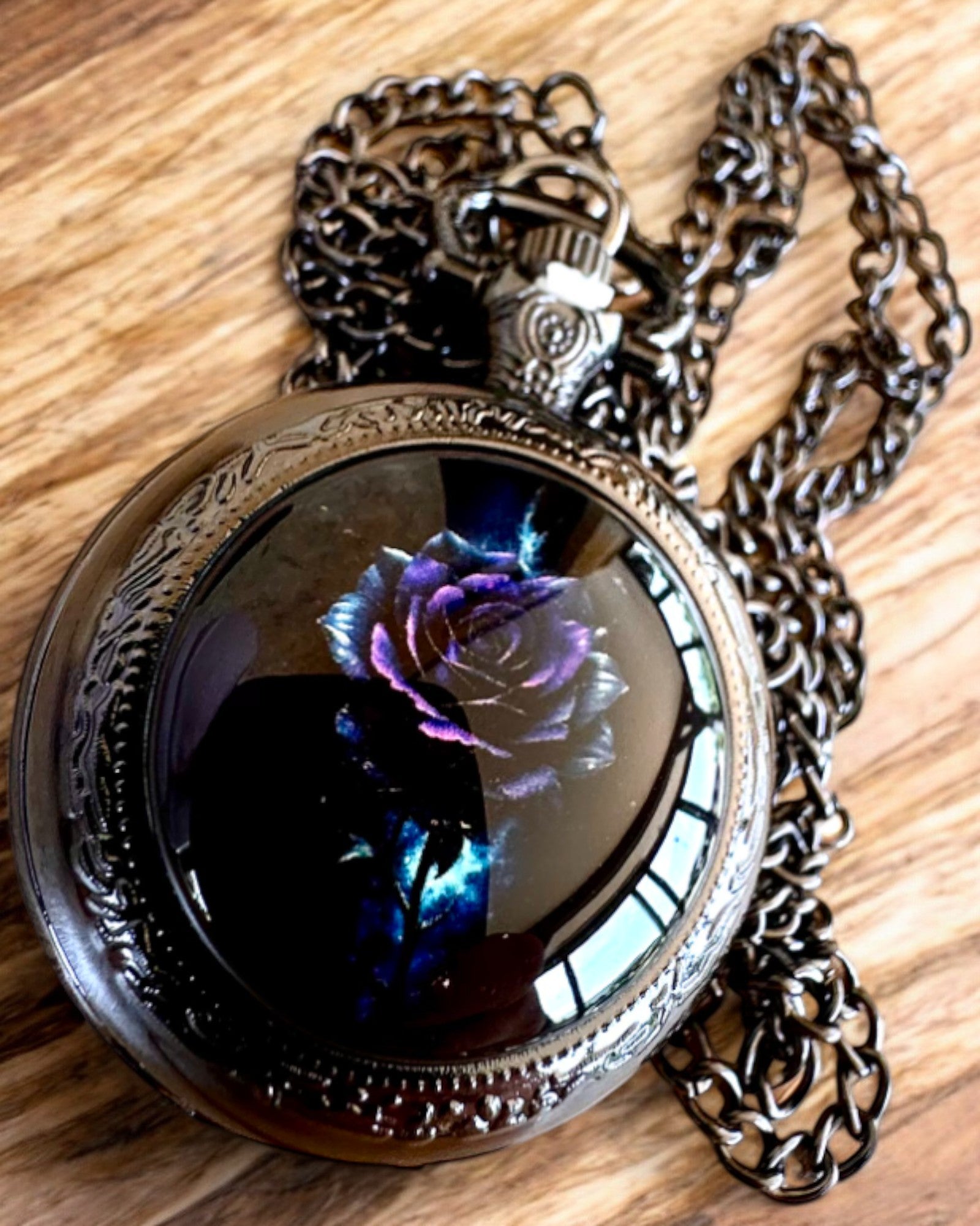 Pocket watch "Róża Mroku" - stainless steel, with engraving option for a gift