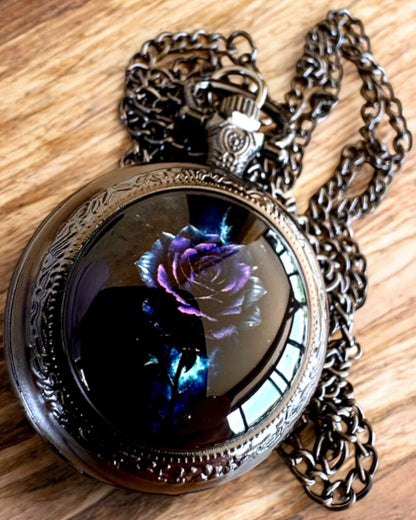 Pocket watch "Róża Mroku" - stainless steel, with engraving option for a gift