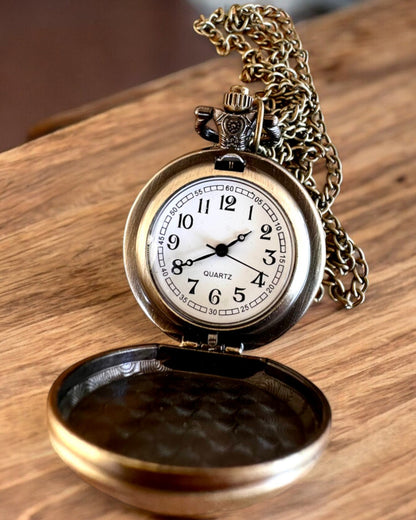 Retro Taschenuhr "Motorradstil", personalisierbar mit Gravur als Geschenk