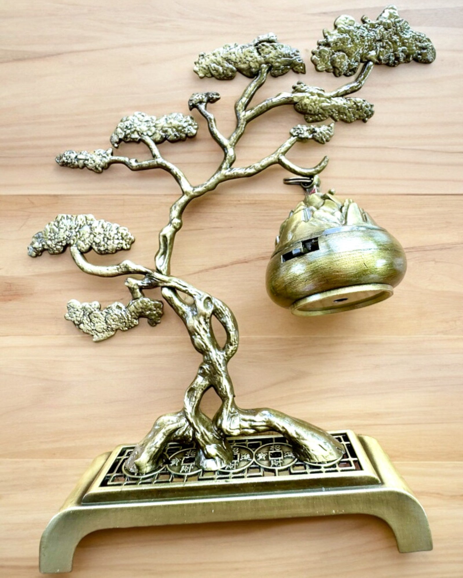 Porte-encens en métal élégant Bonsai - possibilité de personnalisation par gravure pour cadeau