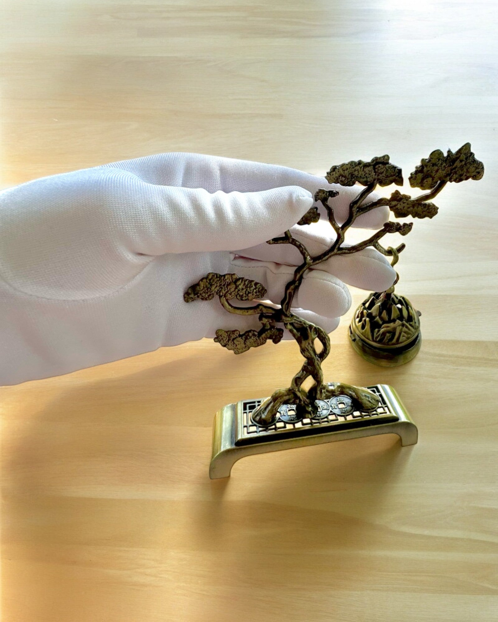 Porte-encens en métal élégant Bonsai - possibilité de personnalisation par gravure pour cadeau