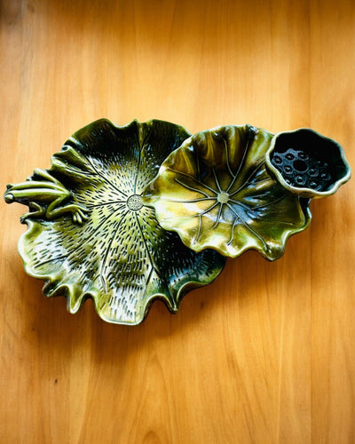 Elegant Metal Lotus Leaf Incense Holder - 4 variants to choose from, personalization with engraving available for a gift