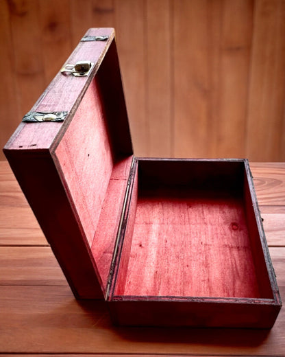 Antieke Houten Sieradendoos met Graveermogelijkheid, 23 cm x 16 cm x 7,5 cm