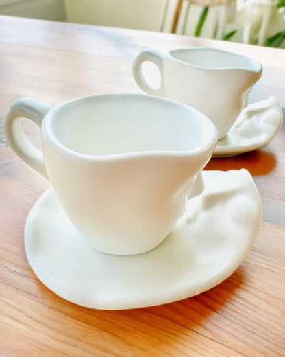 Elegant Ceramic Cups "Mask" – Set of 2 pcs. - personalization with engraving available for a gift