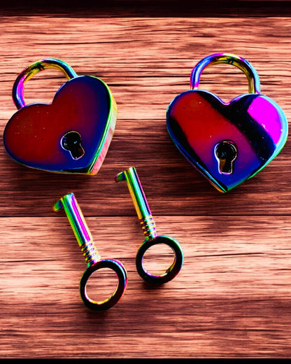 Mini Cadenas Cœur DeLuxe - Ensemble de 2 cadenas avec clés, 6 variantes au choix, possibilité de personnalisation par gravure pour cadeau