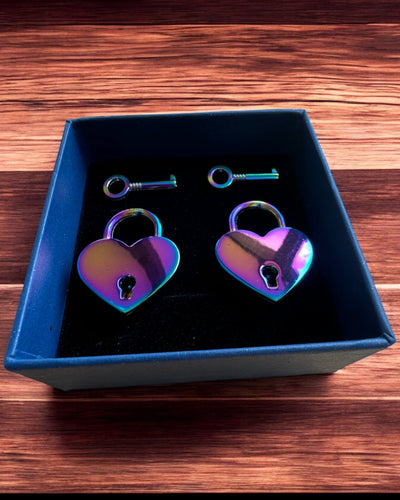 Romantic Mini Heart Padlocks DeLuxe, Set of 2 padlocks with keys, 6 variants to choose from, option for personalized engraving as a gift