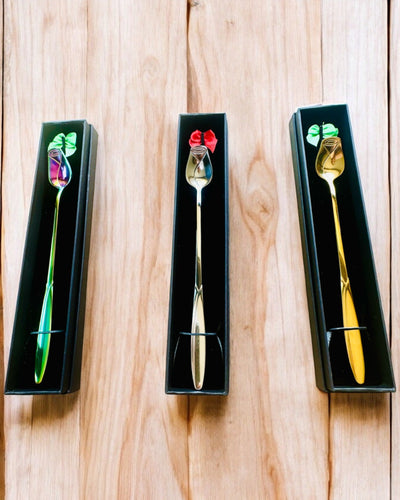 Cuillère Personnalisée en Rose avec Option de Gravure pour Cadeau - 3 Variantes de Couleur au Choix