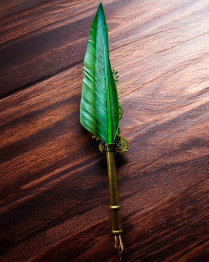Stylo Calligraphique "Élégance Steampunk" avec Plume de Dinde - Fait Main 5 variantes au choix, personnalisation par gravure pour cadeau