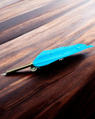 "Steampunk Elegance" Calligraphy Pen with Turkey Feather - Handcrafted, 5 Variants to Choose From, Custom Engraving for Gift