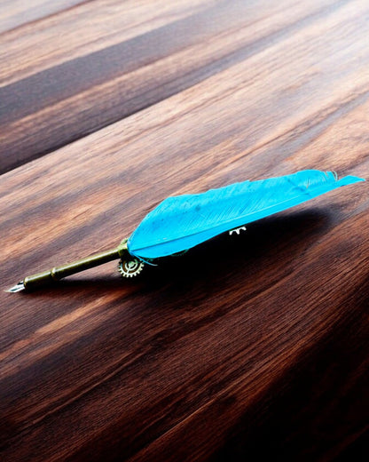 Stylo Calligraphique "Élégance Steampunk" avec Plume de Dinde - Fait Main 5 variantes au choix, personnalisation par gravure pour cadeau