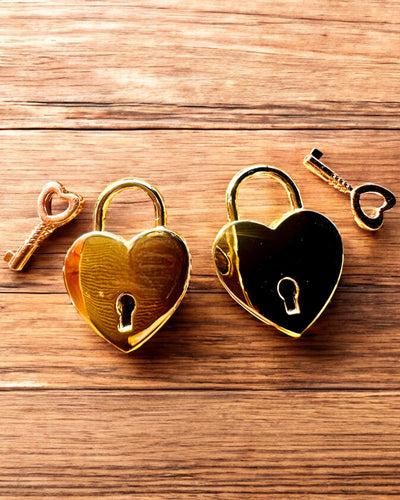 Romantic Mini Heart Padlocks DeLuxe, Set of 2 padlocks with keys, 6 variants to choose from, option for personalized engraving as a gift