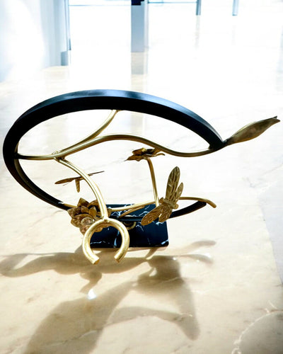 "Elegant Insect" Stand - for wine bottle and glasses, height 33 cm, customizable with engraving for a gift