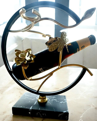"Elegant Insect" Stand - for wine bottle and glasses, height 33 cm, customizable with engraving for a gift