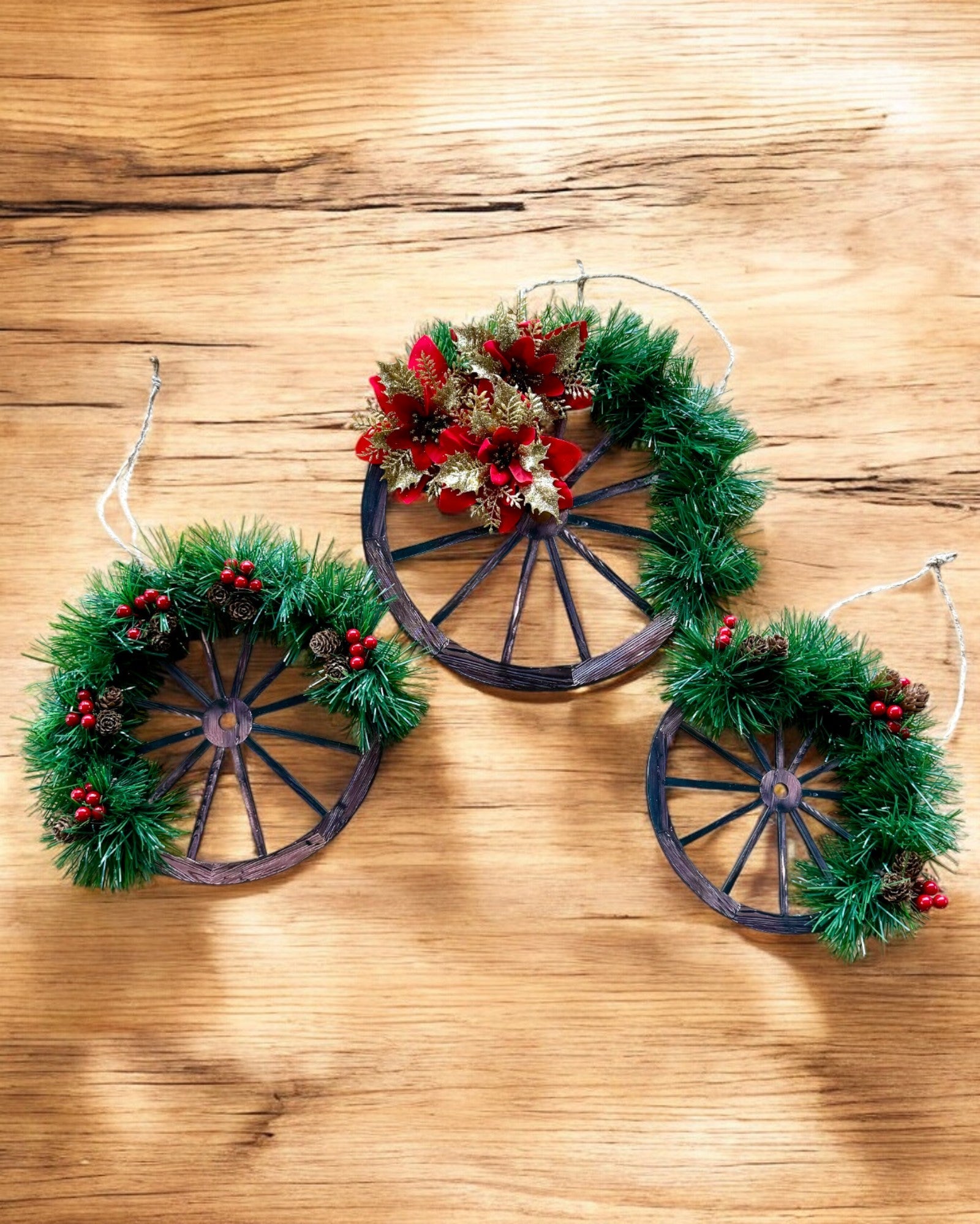 Decoratieset 3 x Kerstkransen "Vrolijke Ster" - mogelijkheid tot personalisatie met gravure als cadeau