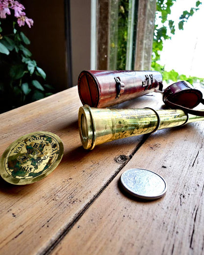 Luneta Królewska „Voyager 1818” – Ekskluzywna, Mosiężna, 83 cm, ręcznie robiona, etui ze Skóry Naturalnej – Edycja Kolekcjonerska, personalizacja grawerem na prezent