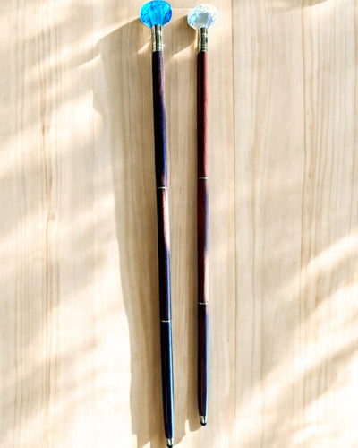 Canne de marche "Diamant en bronze" - Bois fait main, possibilité de gravure