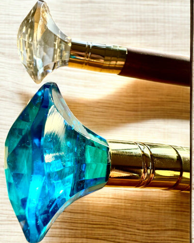 Canne de marche "Diamant en bronze" - Bois fait main, possibilité de gravure