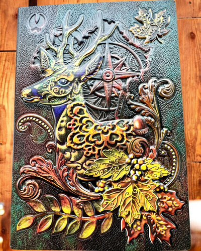 Carnet Cerf de la Forêt avec Motif de Cerf, A5 - personnalisation par gravure pour cadeau