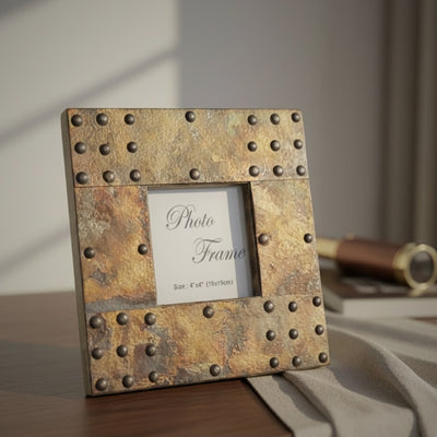 Wooden Photo Frame Covered with Metal Sheet - A-1106 - photo size 10x10cm