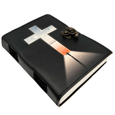Carnet en cuir croix religieuse - 200 pages - AH15