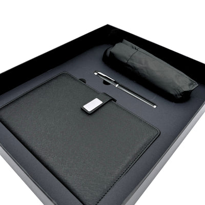 Coffret cadeau élégant - Carnet en cuir avec parapluie et stylo dans une boîte cadeau - EE12