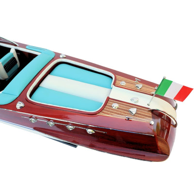 Exclusief model van de Reeva Aquarama motorboot 87cm - groot, houten model van een klassieke Italiaanse motorboot – 4P-90