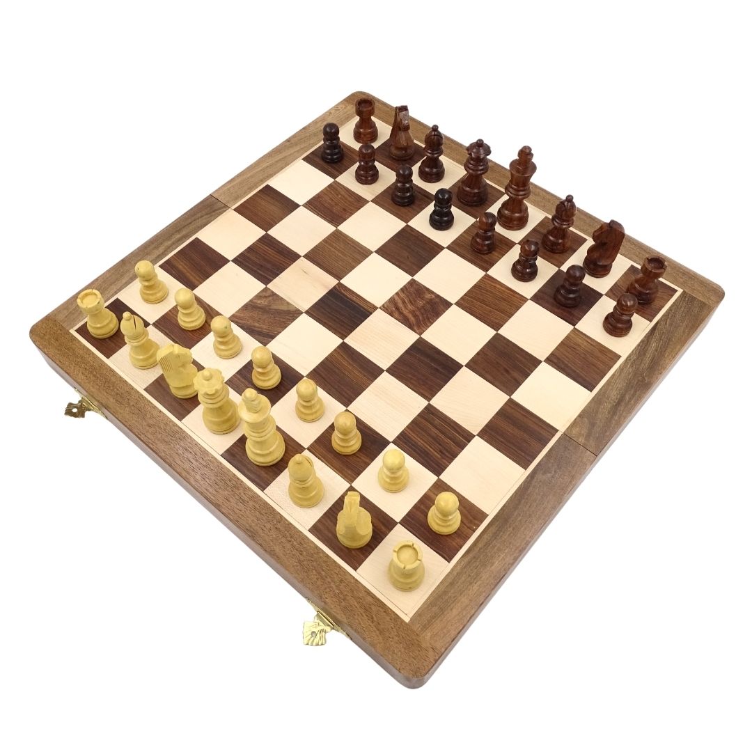 Échecs en bois 40×40 cm– léger défaut – échiquier pliant - G114