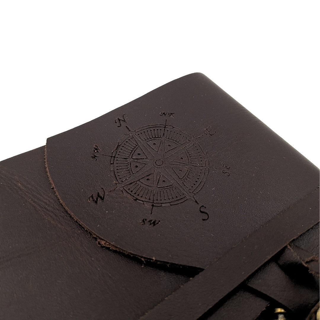 Carnet en cuir rétro Rose des vents 200 pages - Cadeau pour navigateur - AH03