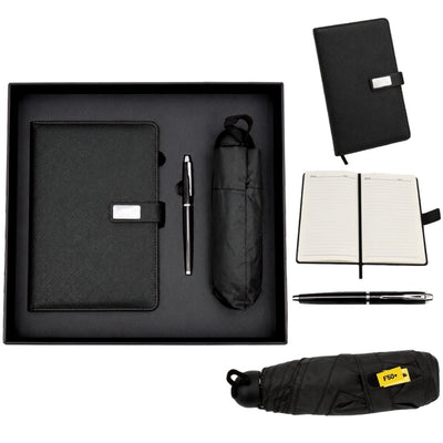 Coffret cadeau élégant - Carnet en cuir avec parapluie et stylo dans une boîte cadeau - EE12