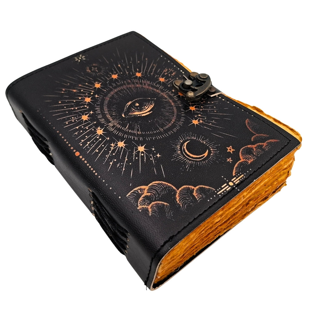Carnet en cuir rétro Œil qui voit tout - 200 pages - Cuir de chèvre - AH19